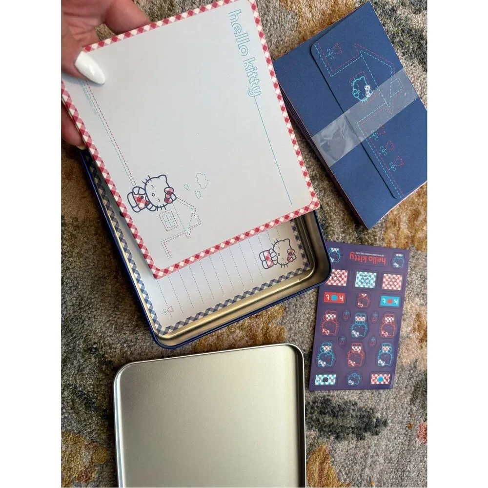 Vintage Sanrio Hello Kitty Tin Set of Writing Stationary Stickers